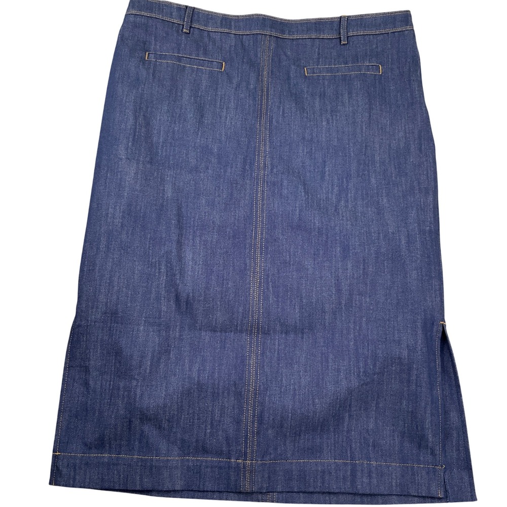 Talbots Dark Blue Denim Midi Skirt with Back Slit